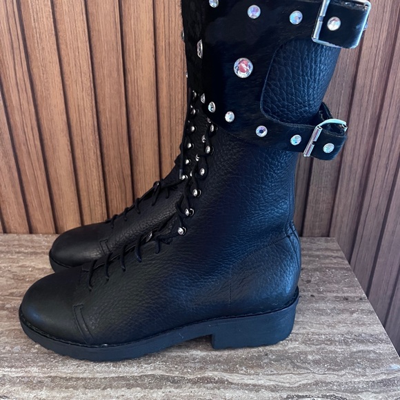 Why Alberto Venturini Motorcycle Boots Calf Military Gothic Belt Punk Boot 40 - Picture 4 of 17